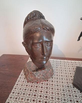 Statua testa femminile in bronzo autentica