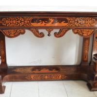 Antica console napoletana Smith in piuma di mogano