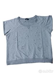 Tshirt Artigli da donna ,grigia con strass in coto