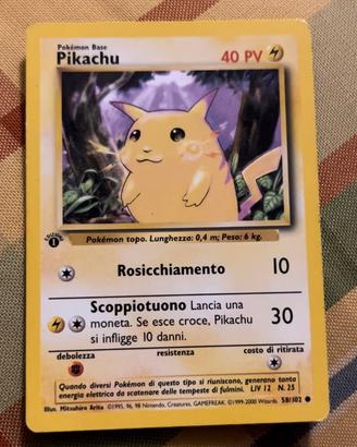 Carta pokemon Pikachu 58/102 PRIMA EDIZIONE