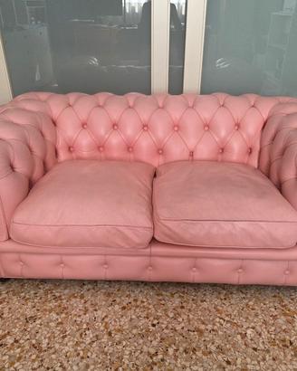 Divano 2 posti Poltrona Frau "Chester" pelle rosa