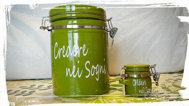 Coppia vasi decorativi scritta "Credere nei Sogni"