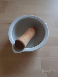 Mortaio ceramica con pestello legno, 12x7cm, Tiger