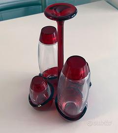 Set condimento tavola olio aceto sale pepe in vetr