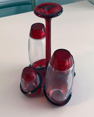 Set condimento tavola olio aceto sale pepe in vetr