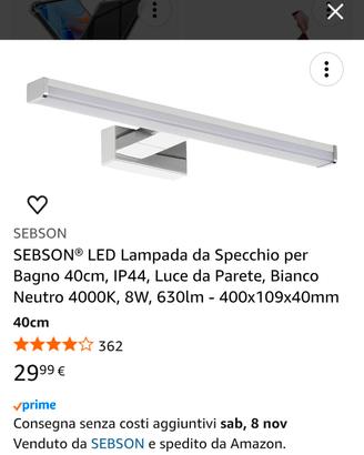 Luce specchio attacco a parete