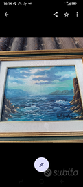 Splendido Quadro Dipinto a Olio - Marina con Scogl