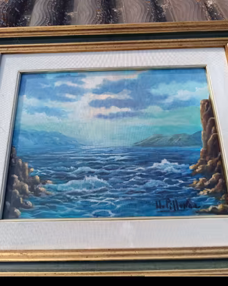 Splendido Quadro Dipinto a Olio - Marina con Scogl