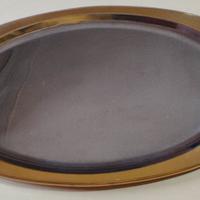 Vassoio ovale acciaio inox 18/10 bordo dorato