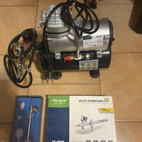 Compressore, aerografo, pennelli, ecc. tutto