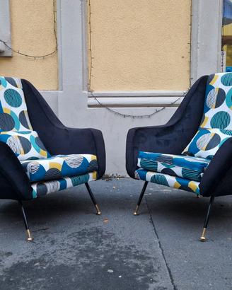 coppia poltrone design anni 50 gambe ferro ottone