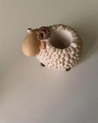 PORTASTUZZICADENTI A FORMA DI PECORA IN CERAMICA