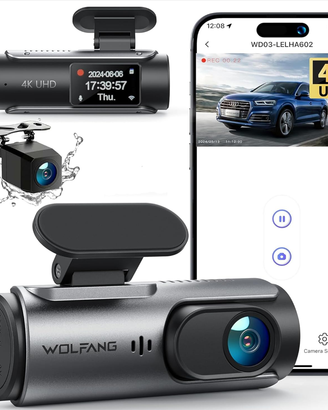 Dash Cam Auto 4K WiFi WOLFANG WD03 Doppia