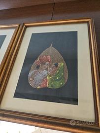 Quadri con Vere foglie dipinte a mano