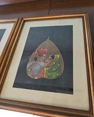 Quadri con Vere foglie dipinte a mano