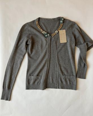 Maglione grigio con decori tgS