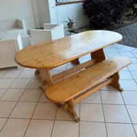 Set tavolo e panche in legno –  giardino/taverna