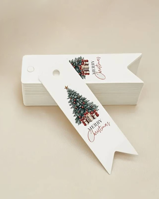 20 Etichette Regali Natale Coda di Rondine Albero