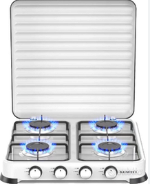 FORNELLO 4 FUOCHI A GAS GPL BIANCO CON COPERCHIO