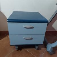 Comodino blu con ruote