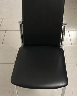 12 sedie moderne ecopelle nera - struttura cromata