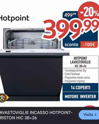Lavastoviglie hotpoint Hic 3B+26
