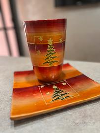 Vaso con piattino decorativo natalizio