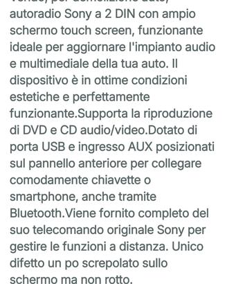 stereo Sony touch screen