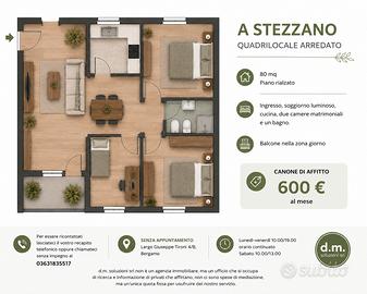 Stezzano quadrilocale disponibile ed arredato