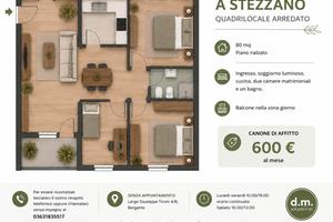 Stezzano quadrilocale disponibile ed arredato