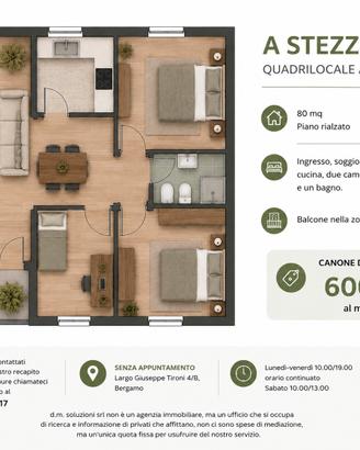 Stezzano quadrilocale disponibile ed arredato