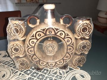 set bottiglia  vintage   con 6 bicchieri 