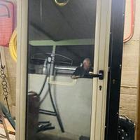 Porta finestra alluminio legno castagno