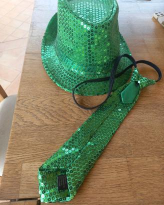 Set 2pcs cappello + cravatta in paiettes