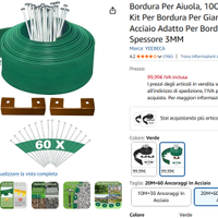Bordura Per Aiuola 10CM H 20M L 60 Ancoraggi
