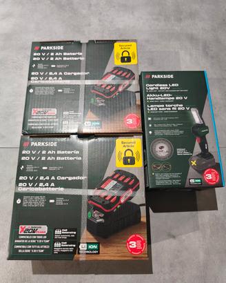 Torcia LED, batterie e caricatori parkside 