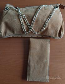 Pochette scamosciata con portafoglio