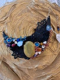 Collana Artigianale Pizzo e Pietre Dure - Nuova
