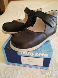 Scarpine Baby Zeta n.25 in pelle primo fiore nuove