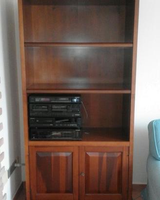 Mobile libreria con sportelli in legno artigianale