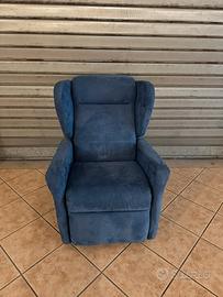 Poltrona relax blu in tessuto