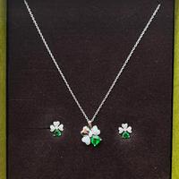 Set Amen collana + orecchini quadrifoglio verde