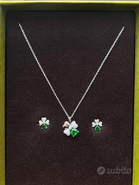 Set Amen collana + orecchini quadrifoglio verde