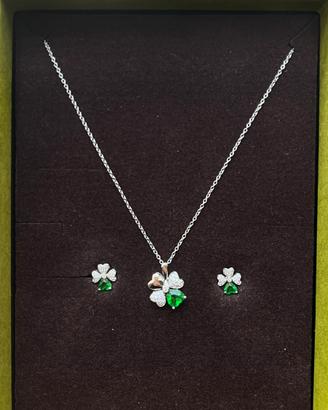 Set Amen collana + orecchini quadrifoglio verde