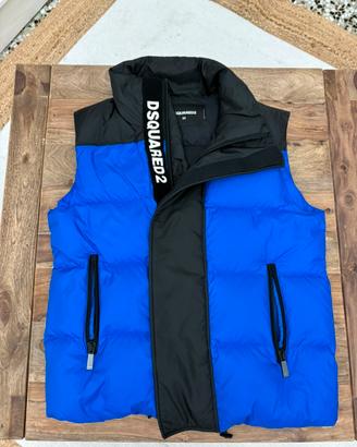 Gilet Dsquared2 Puffer Blu/Nero Logo Zip