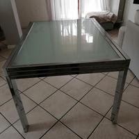 tavolo acciaio/cristallo allungabile 6/12 posti