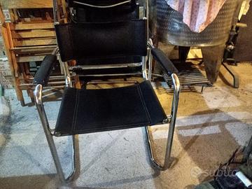 Poltrona da tavolo in vera crosta di pelle