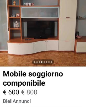 Mobile soggiorno colore ciliegio e panna