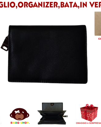 Portafoglio vera pelle "BATA"documenti,card,monete