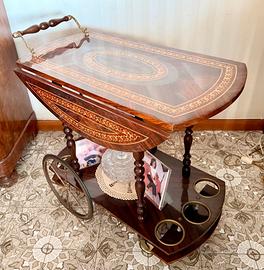 Carrello bar portavivande con intarsio sorrentino